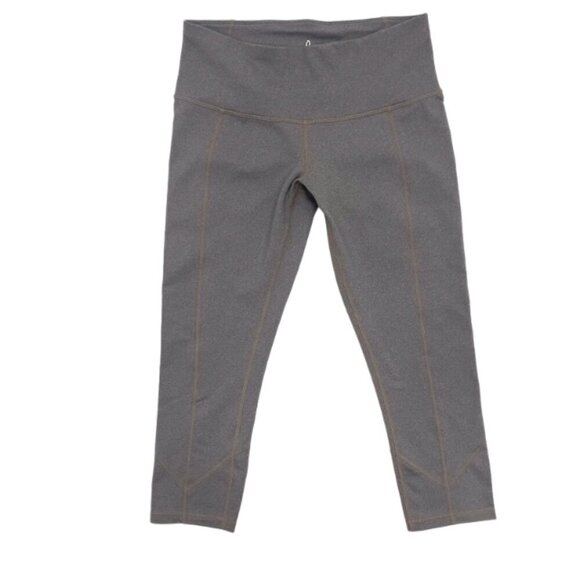 Prana Compression Seamless Cropped Capri Athletic Workout Leggings Grey - Picture 1 of 7